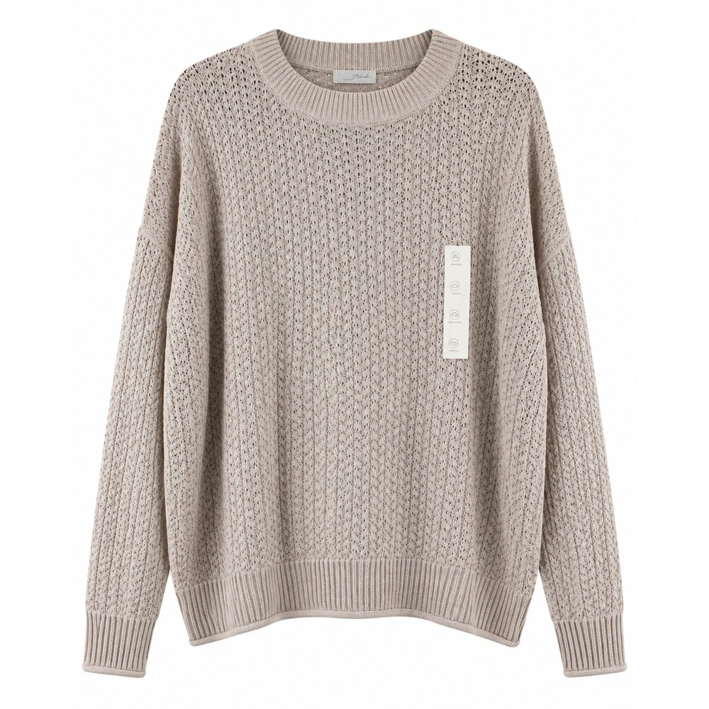 Universal Thread Womens XXL Beige Open Knit Crewneck Sweater NWT